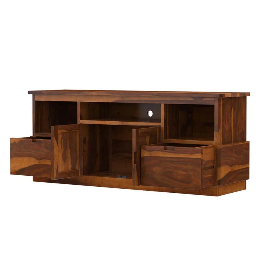 ABBA MODERN SOLID WOOD TV STAND WITH 2 DRAWERS - Ouch Cart 