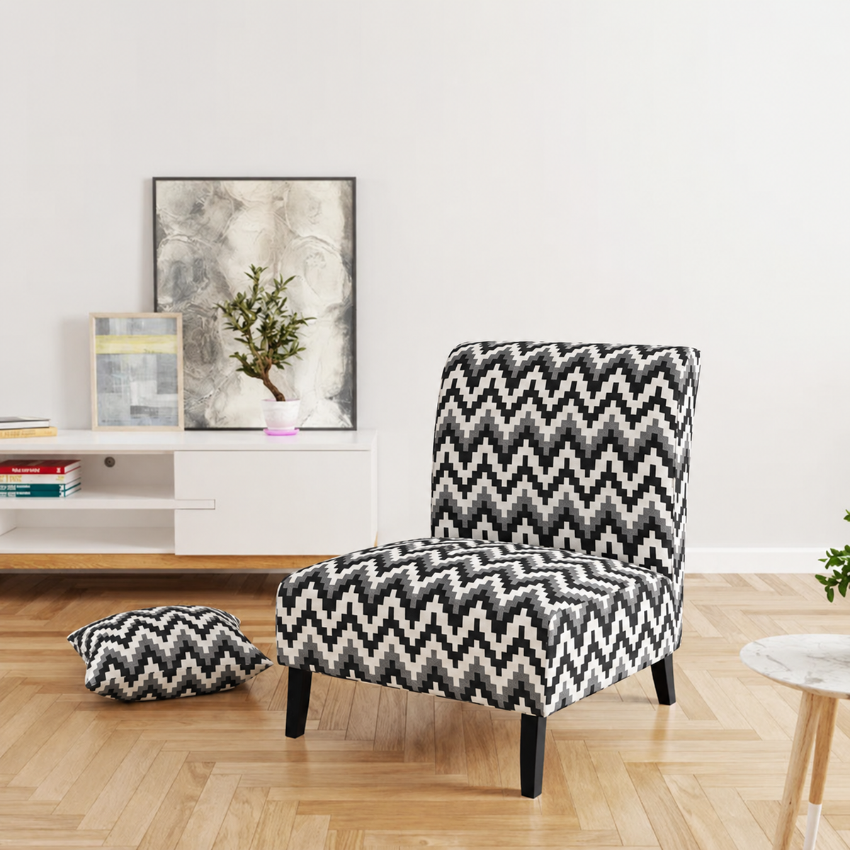 Patterned Accent Chair with Rich Italian Ink Print & Comfortable Upholstered Design