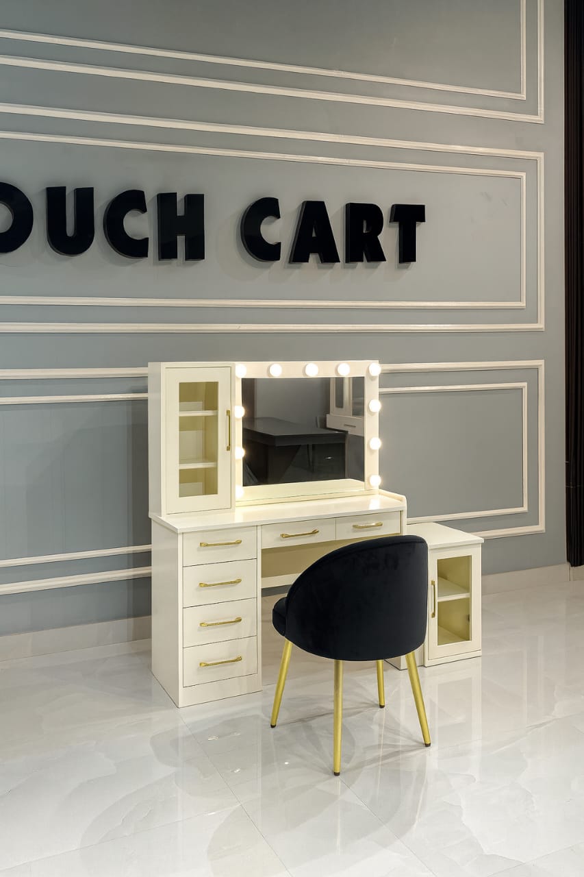 Luxury LED Mirror Dressing Table with Storage Drawers & Cabinet