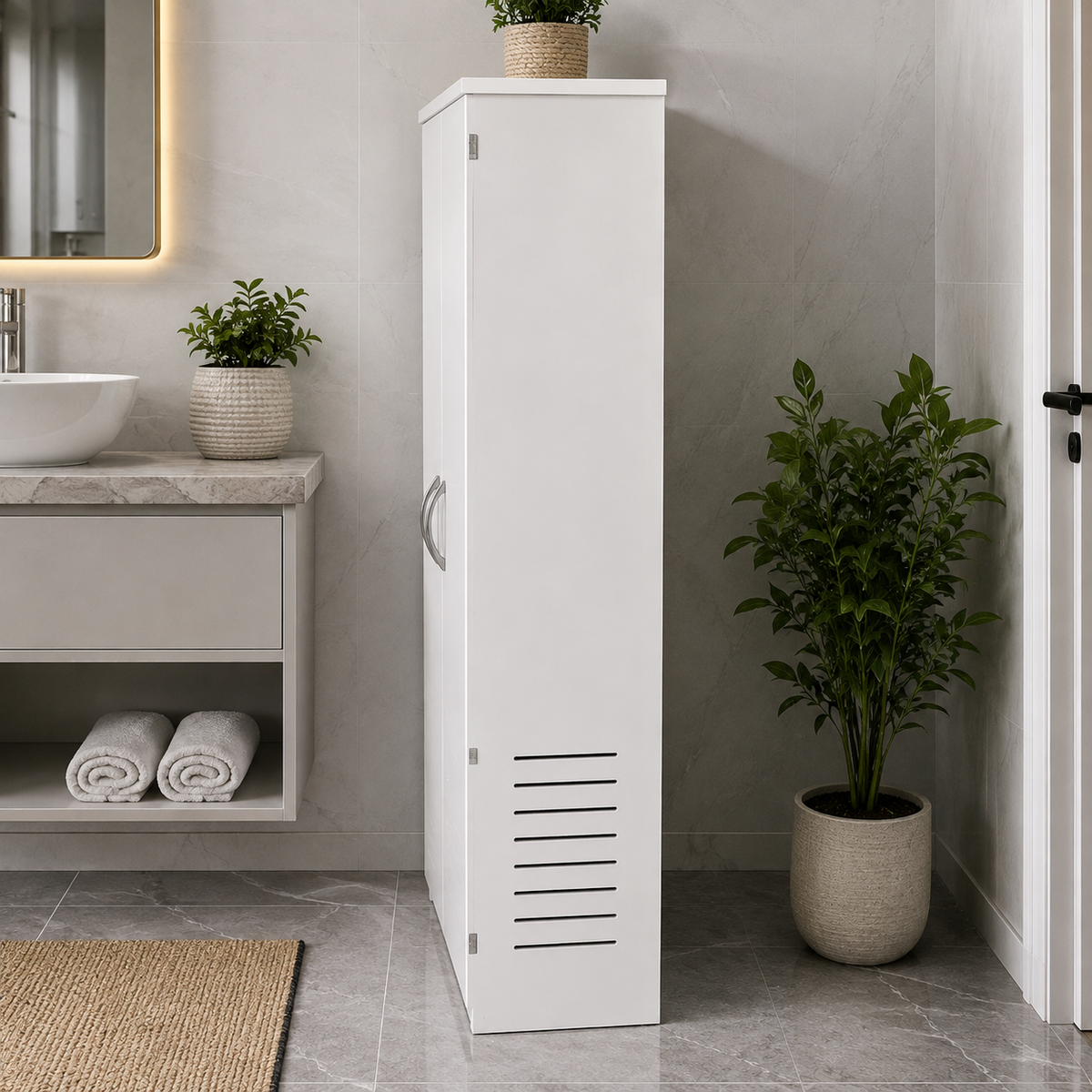 Waterproof Bathroom Storage Cabinet with Double Doors OUCH CART