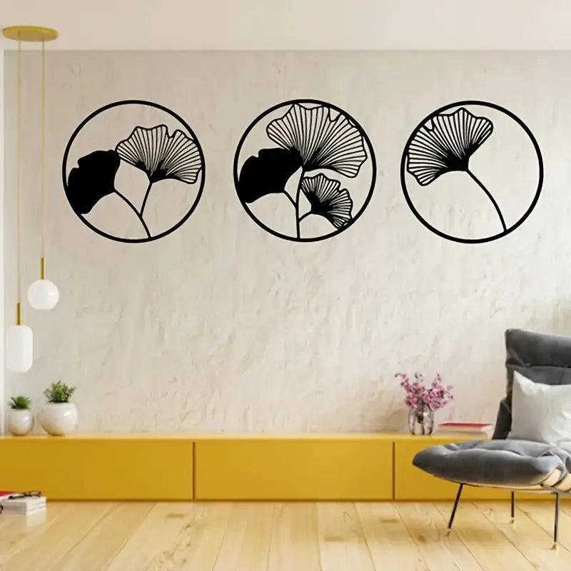 BLACK SAT OF 3 RINH WALL ART - Ouch Cart 