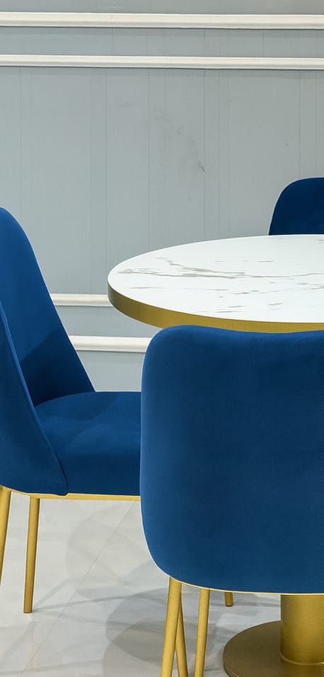 Luxury Marble-Top Dining Table Set with Velvet Chairs