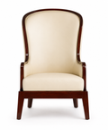Luxury Cream Wingback Chair | High Back Upholstered Accent Chair with Wooden Frame & Legs | Elegant Living Room Chair
