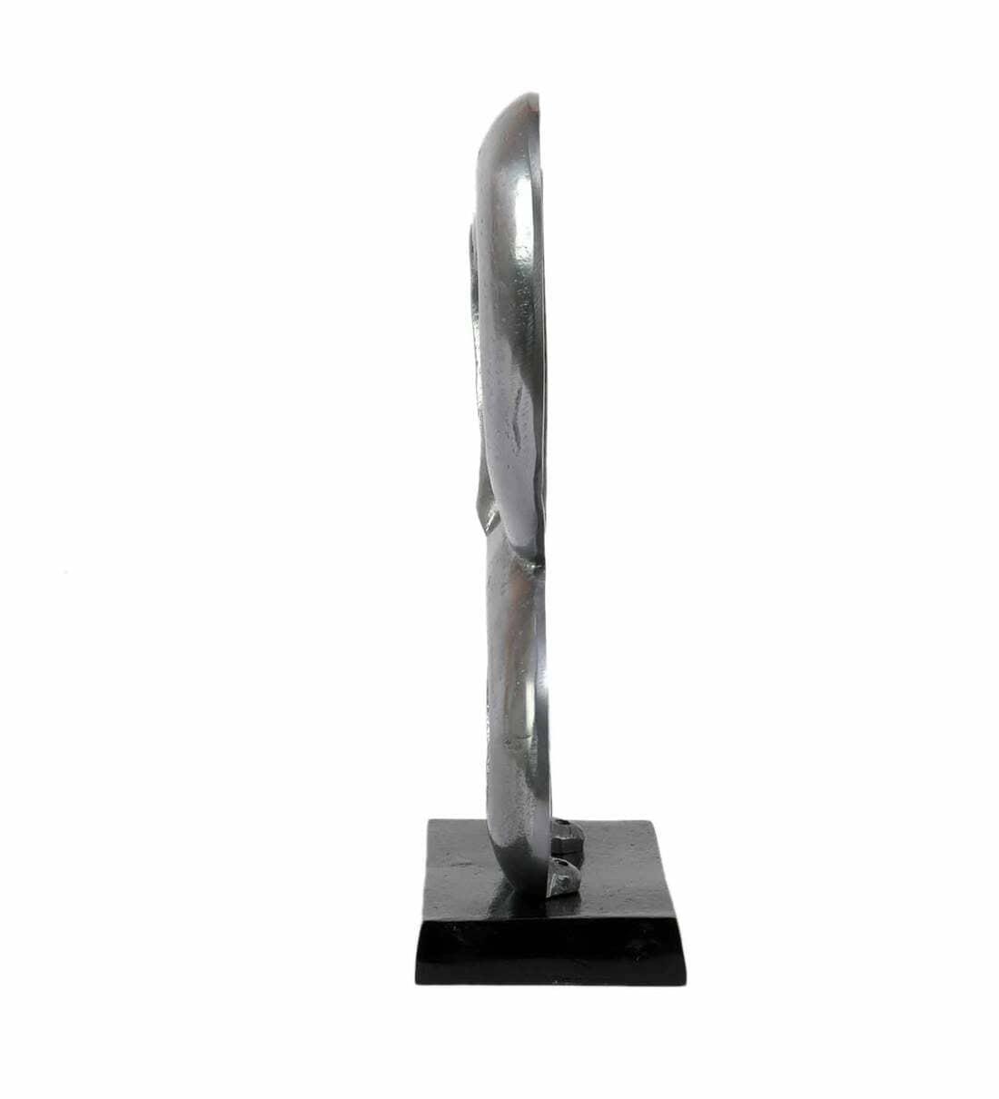 Family Heart Vblue And Black Base Raw Finish Small Sculpture, - Ouch Cart 