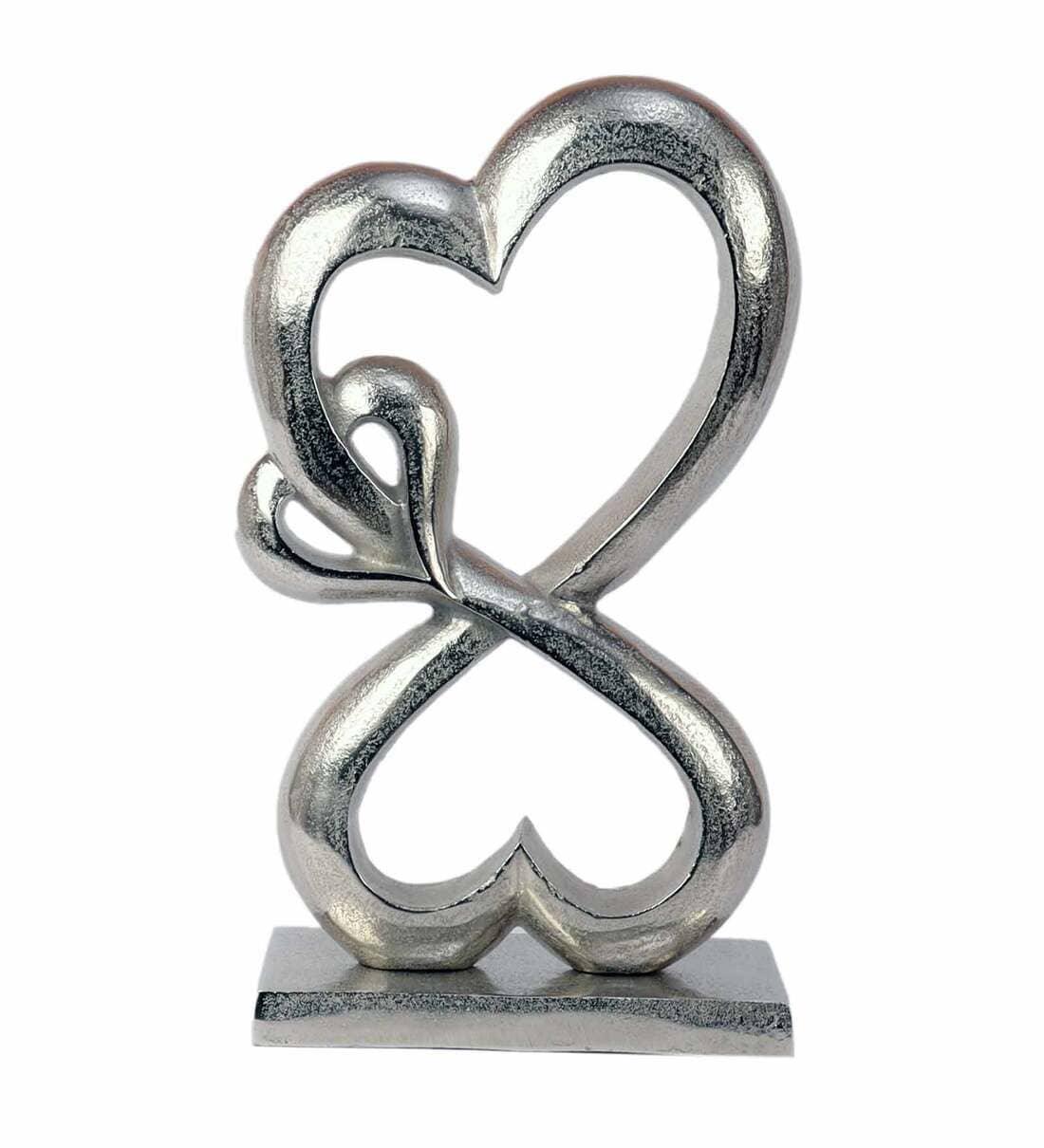 Family Heart Silver Raw Finish Large Sculpture, - Ouch Cart 