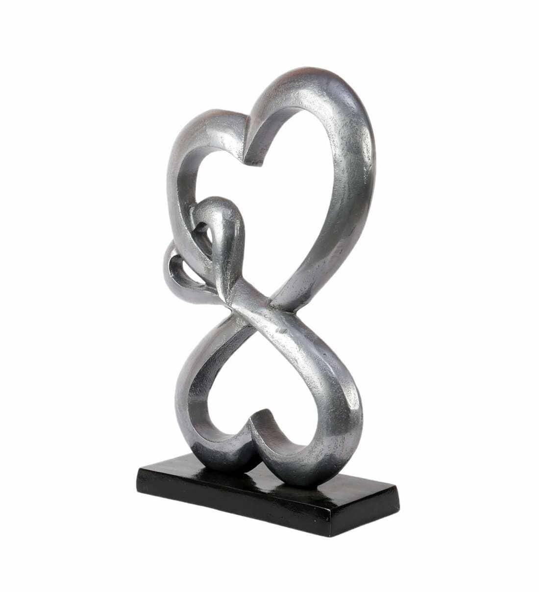 Family Heart Vblue & Black Base Raw Finish Large Sculpture, - Ouch Cart 