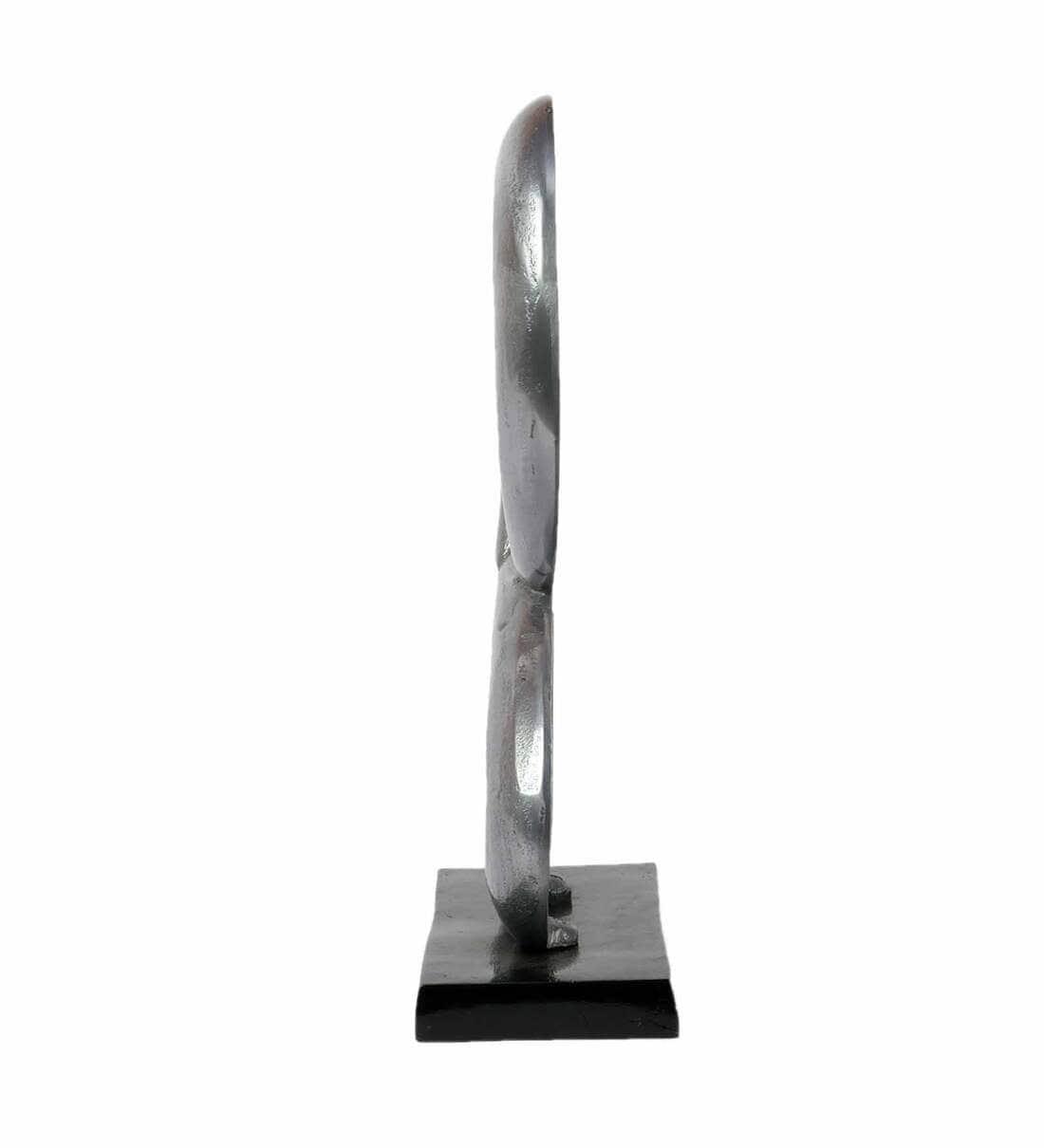 Family Heart Vblue & Black Base Raw Finish Large Sculpture, - Ouch Cart 