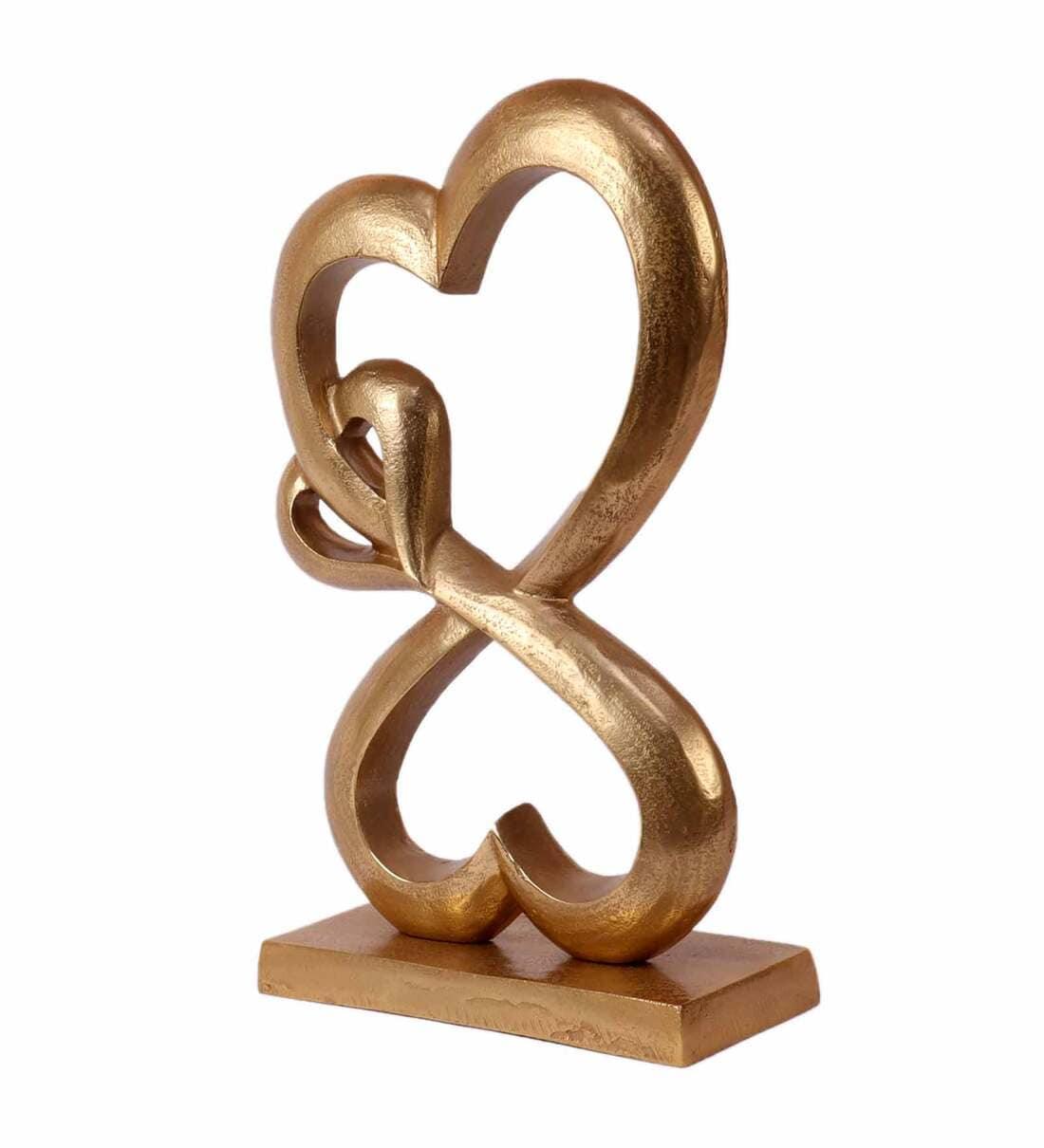 Family Heart Gold Raw Finish Large Sculpture, - Ouch Cart 