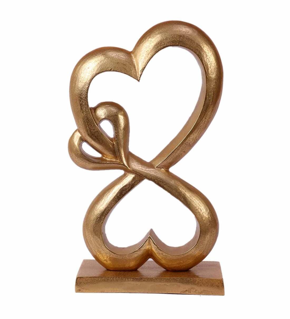 Family Heart Gold Raw Finish Large Sculpture, - Ouch Cart 