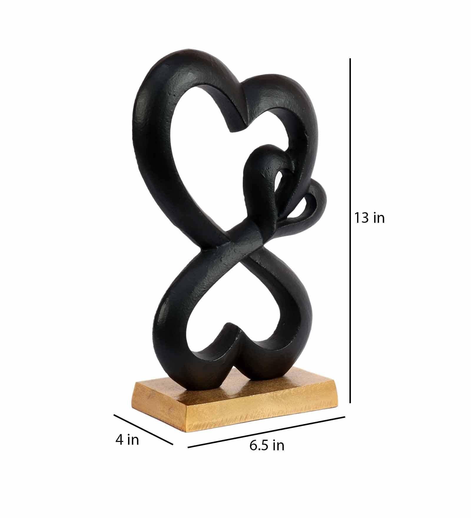 Family Heart Black And Gold Base Raw Finish Small Sculpture, - Ouch Cart 