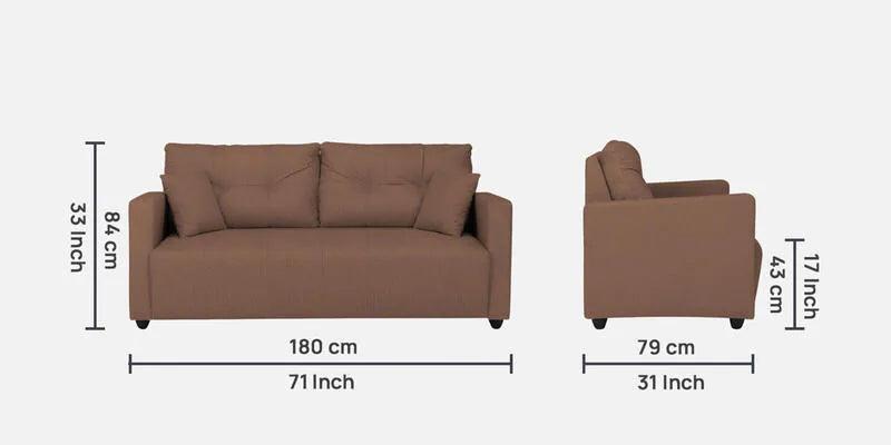 Fabric 3 Seater Sofa In Husk Brown Colour - Ouch Cart 