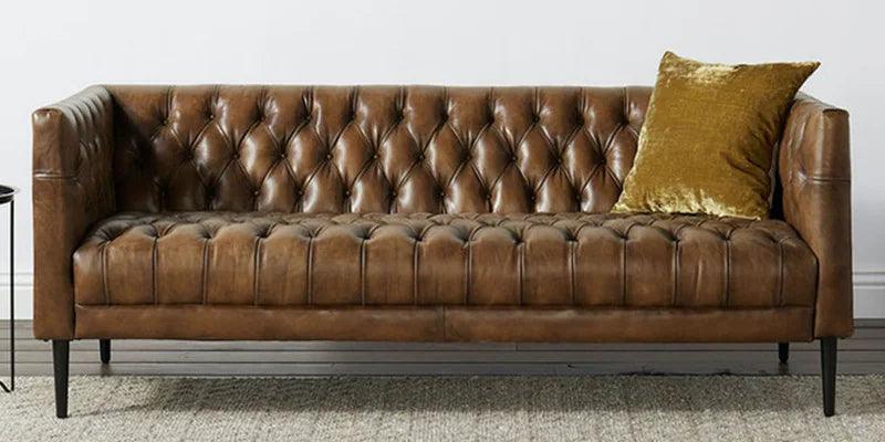 Leatherette 3 Seater Sofa In Brown Colour - Ouch Cart 