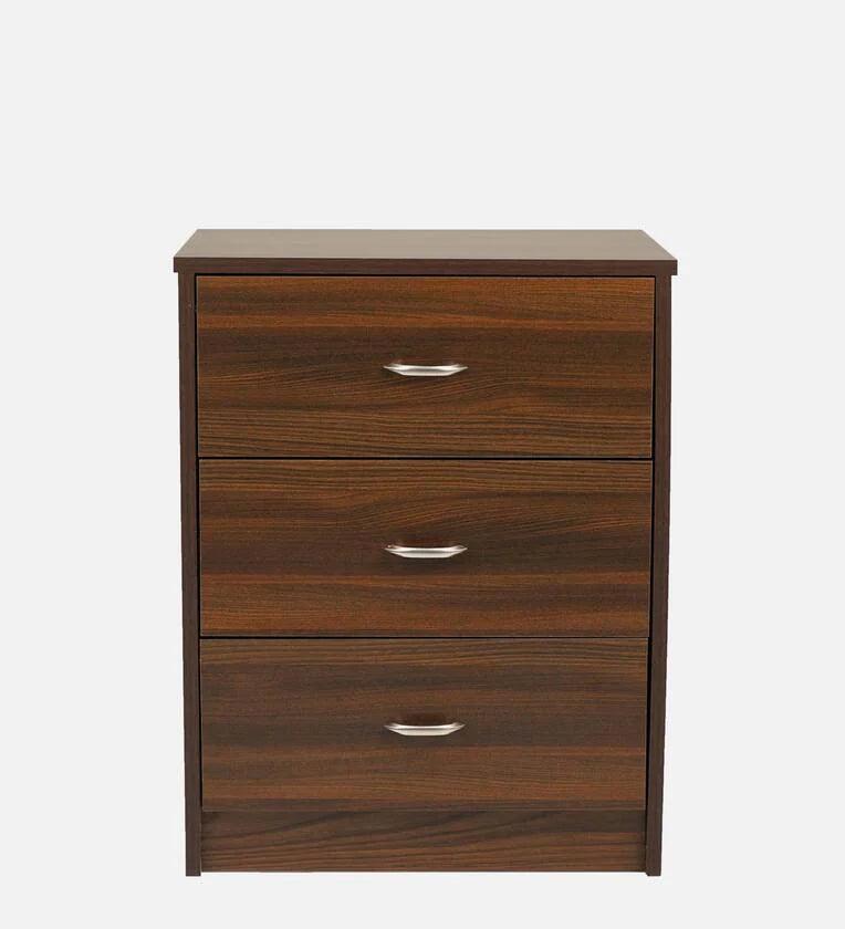 Bedside Table in Classic Walnut Finish with Drawers - Ouch Cart 