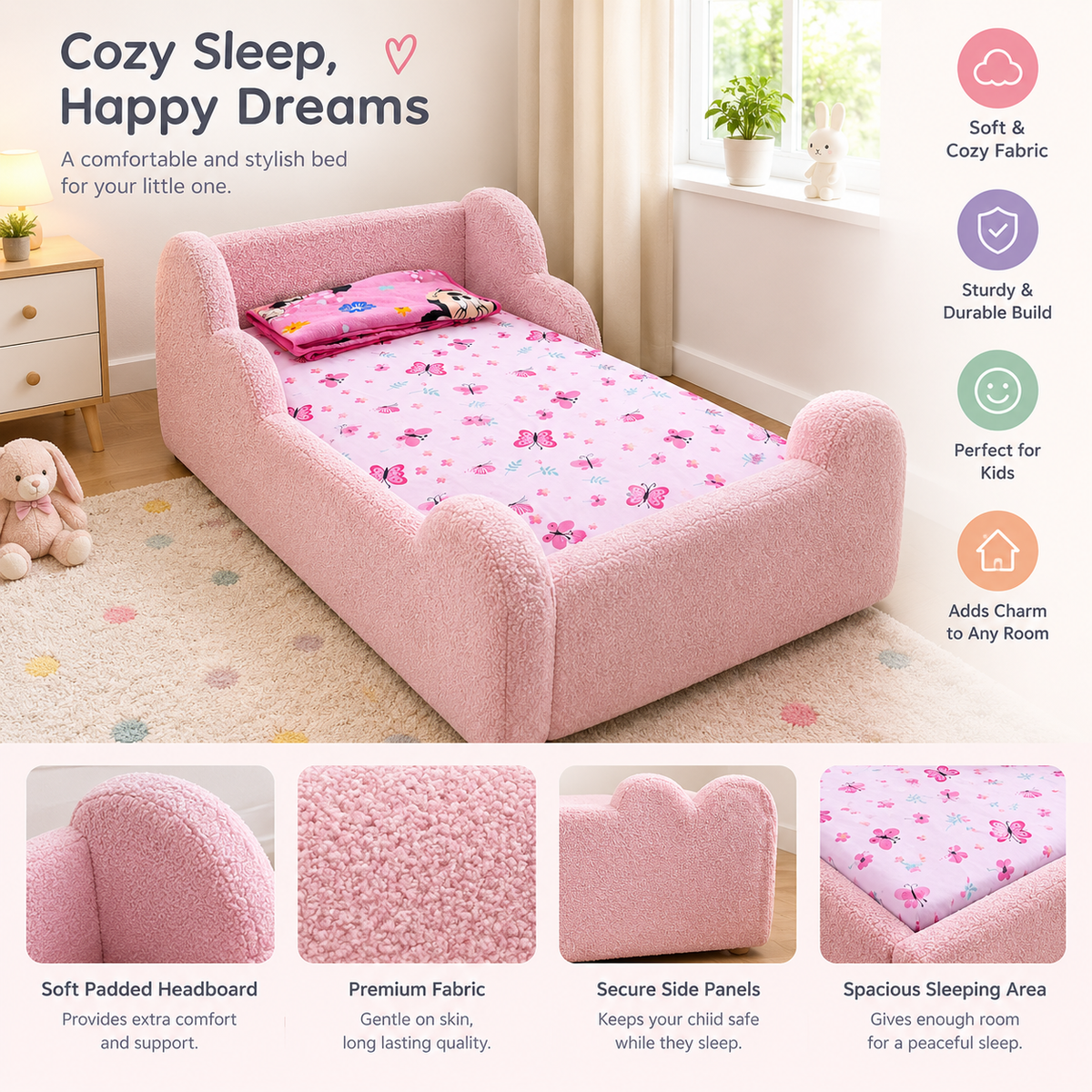 Premium Pink Single Kids Bed