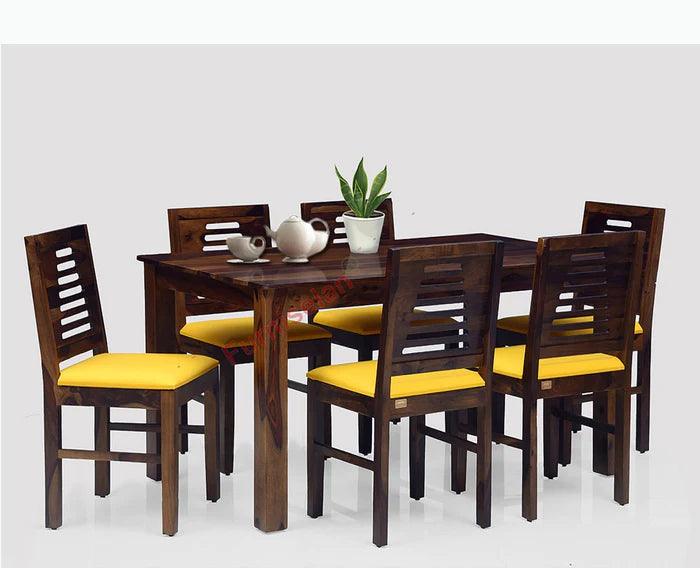 Liwei  Sheesham Wood 6 Seater Dining Table Set with 6 Chair for Dining Room