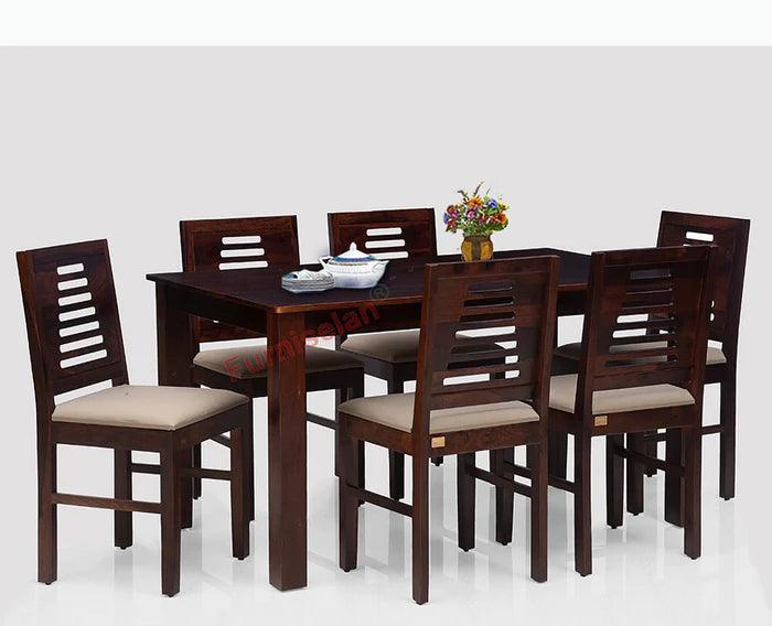 Liwei Sheesham Wood 6 Seater Dining Table Set with 6 Chair for Dining Room - Ouch Cart 