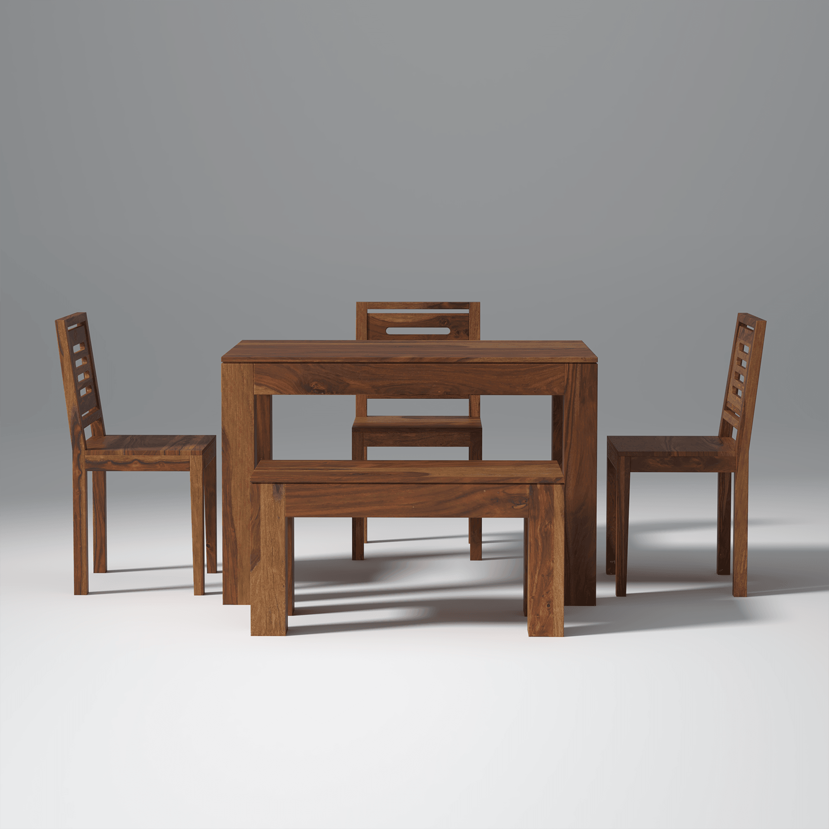Mauro Sheesham Wood Dining Table Set In Light Honey Finish - Ouch Cart 