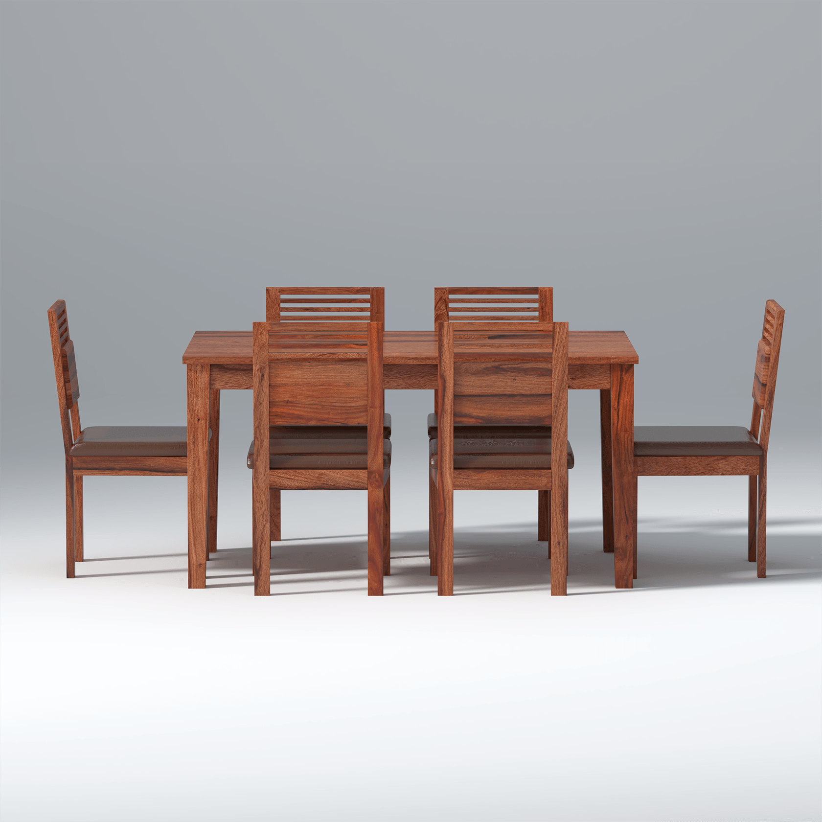 Velour Sheesham wood dining set in Reddish walnut Color with 6 Seating - Ouch Cart 