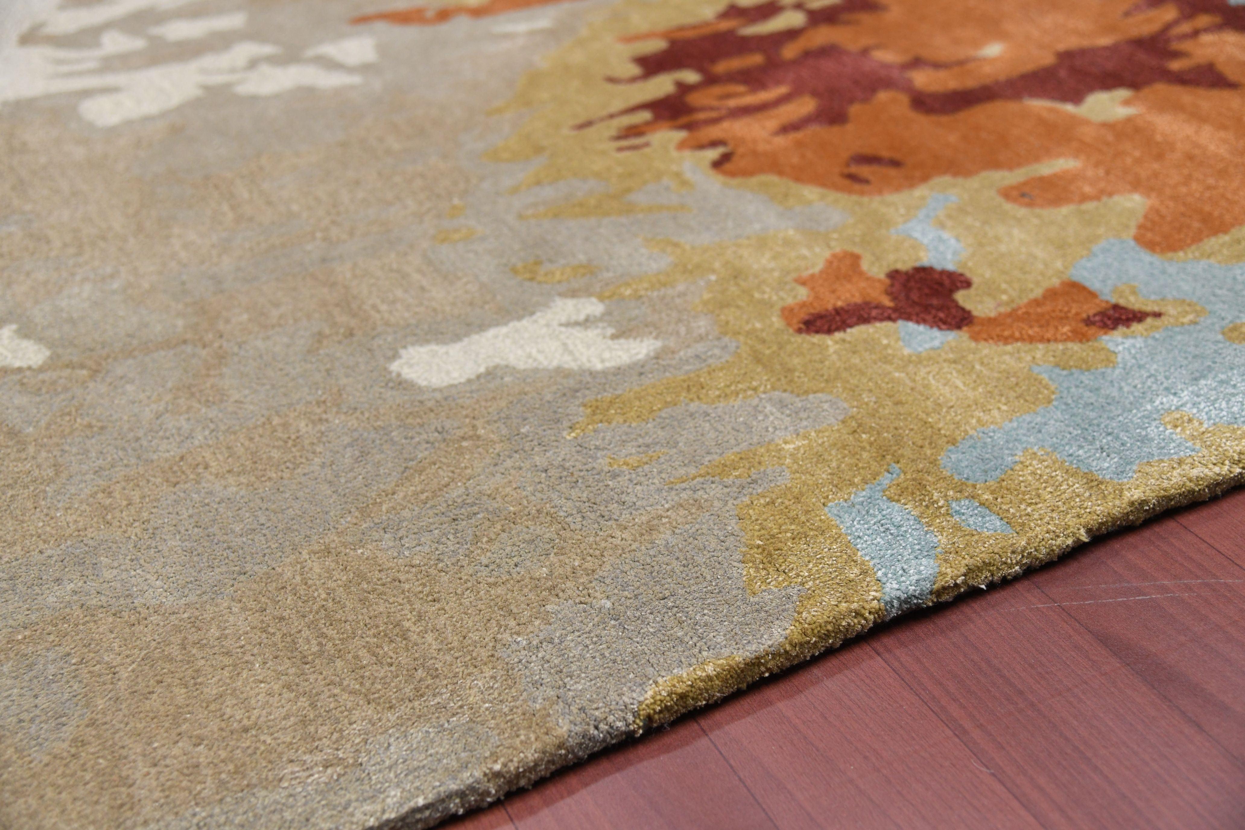 Orange Wool & Viscose Dream Scape 4x6 Feet Hand-Tufted Carpet - Rug