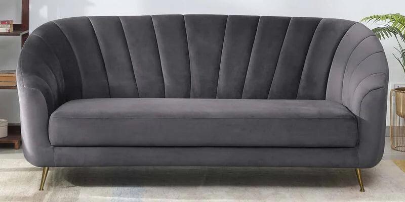 Velvet 3 Seater Sofa In Fossil Grey Colour - Ouch Cart 