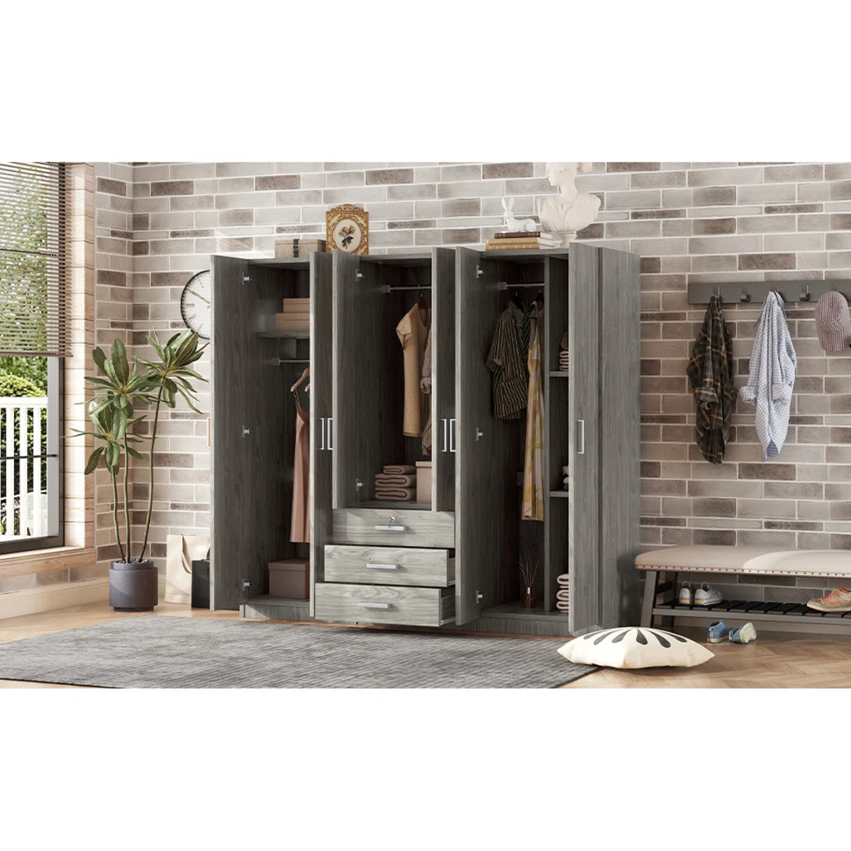 Eford 6-Doors Armoire with 3 Drawers