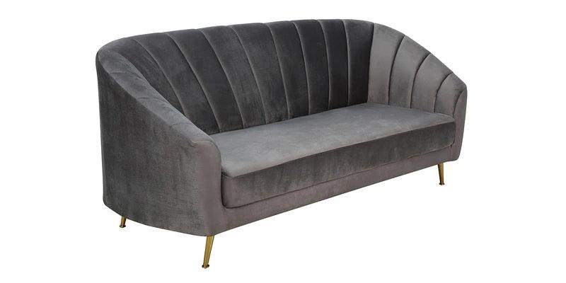 Velvet 3 Seater Sofa In Fossil Grey Colour - Ouch Cart 