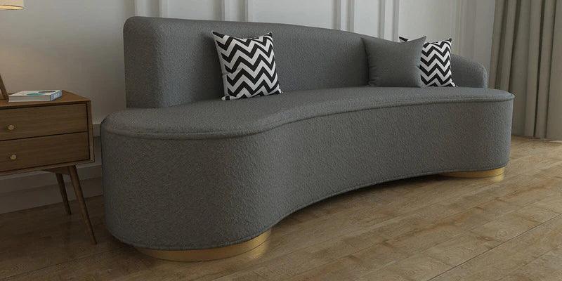 Boucle Fabric 3 Seater Curve Sofa In Melange Grey Colour - Ouch Cart 