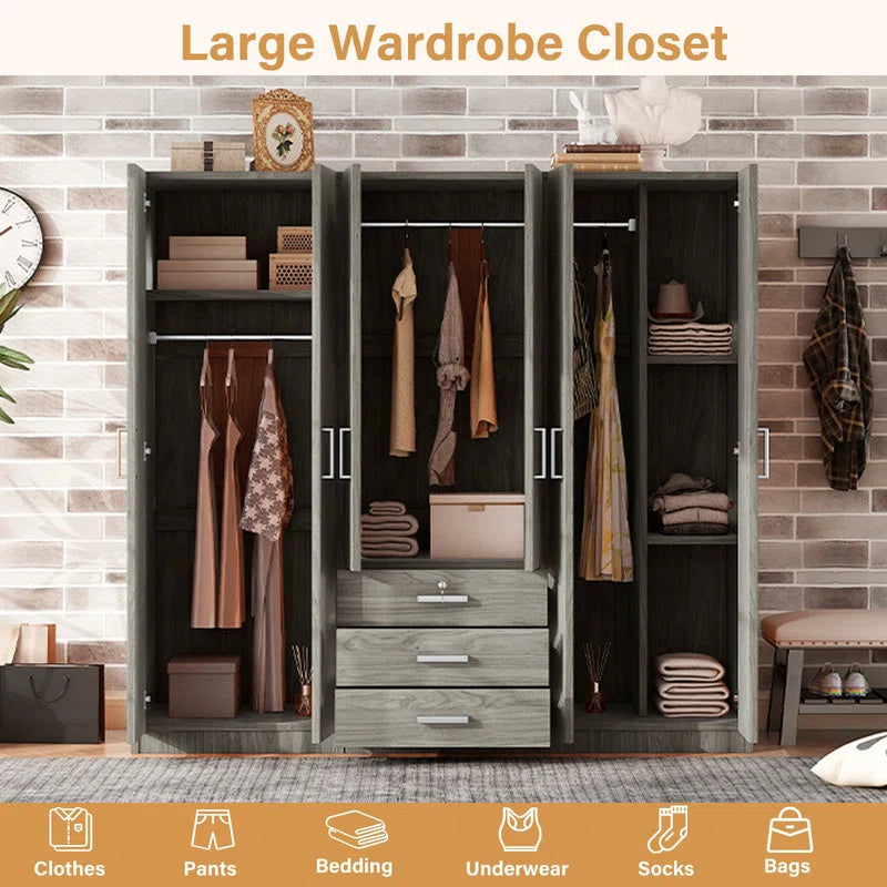 Eford 6-Doors Armoire with 3 Drawers