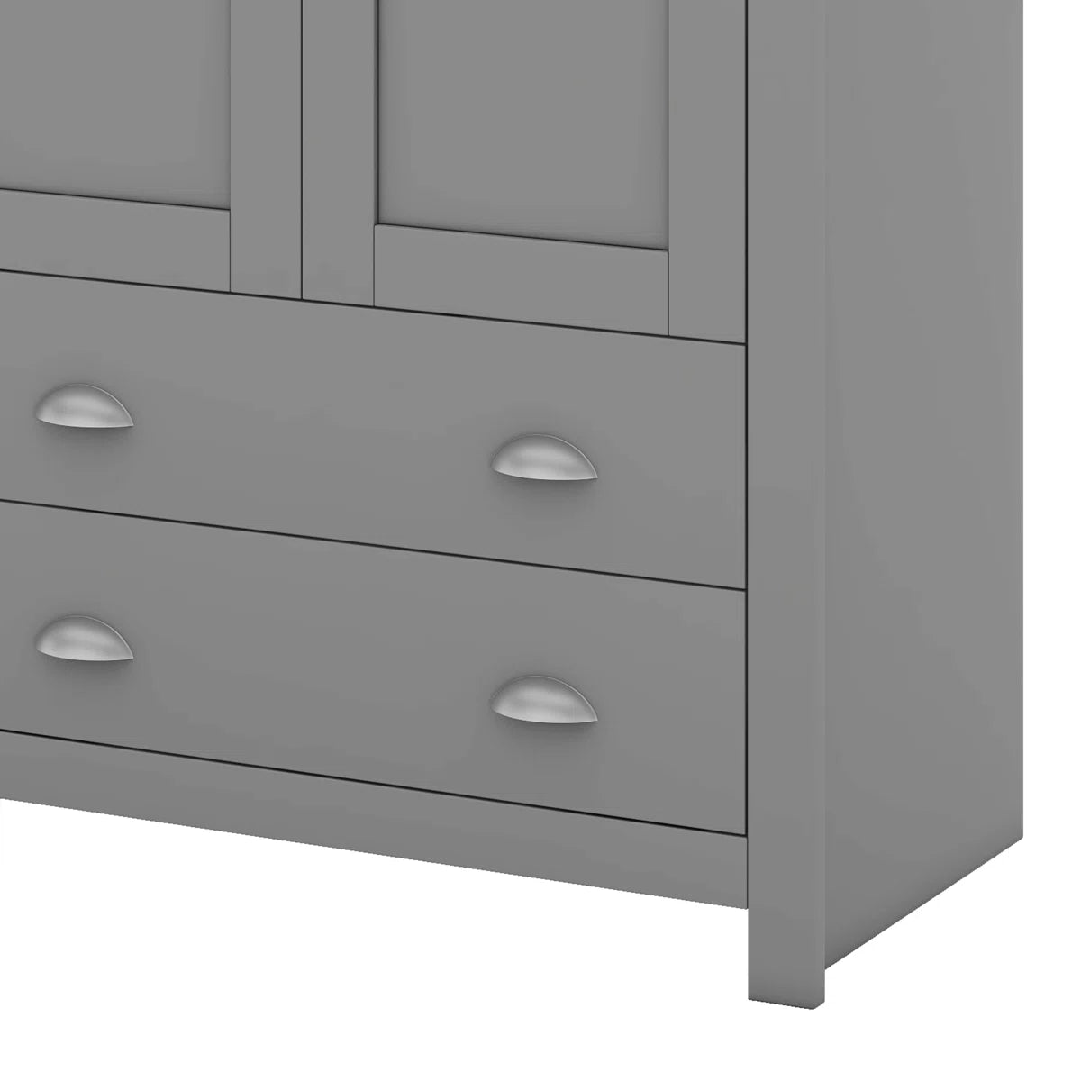 3 Doors Armoire Wardrobe Closet With 2 Drawers, 2 Hanging Rods And Shelves
