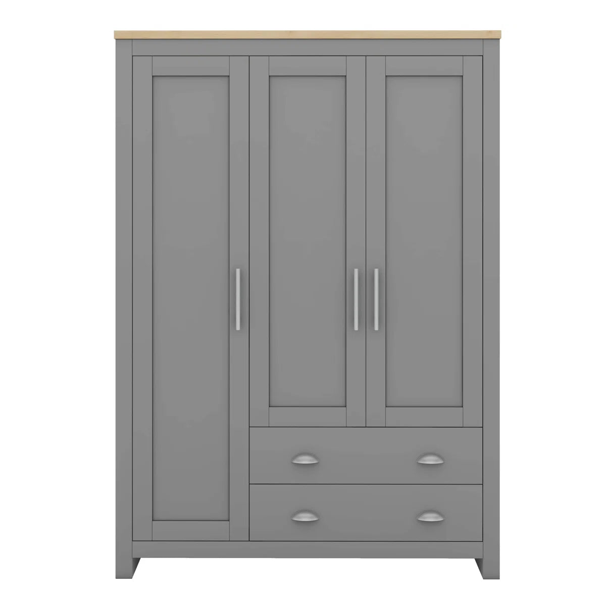 3 Doors Armoire Wardrobe Closet With 2 Drawers, 2 Hanging Rods And Shelves