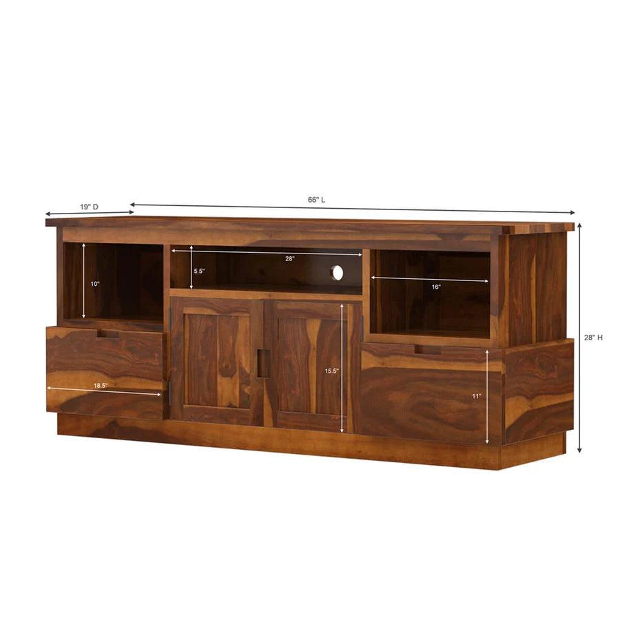 ABBA MODERN SOLID WOOD TV STAND WITH 2 DRAWERS - Ouch Cart 