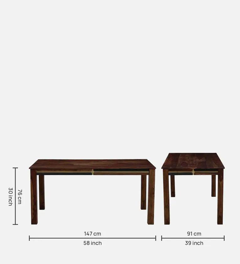 Sheesham Wood 6 Seater Dining Set In Scratch Resistant Provincial Teak Finish With Bench - Ouch Cart 