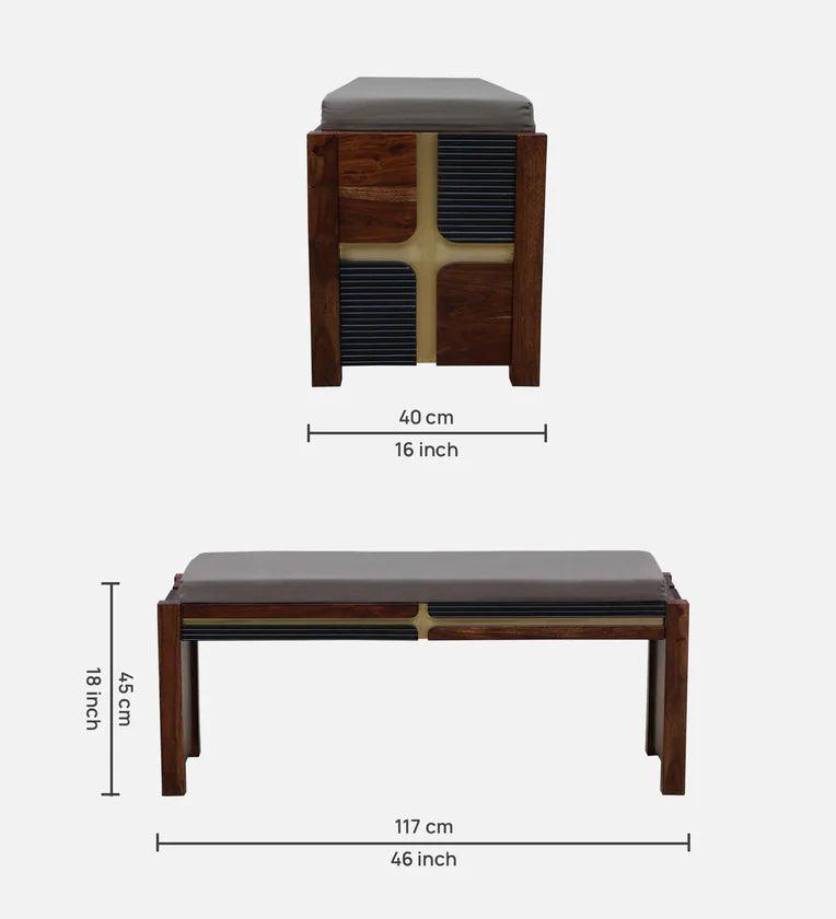 Sheesham Wood 6 Seater Dining Set In Scratch Resistant Provincial Teak Finish With Bench - Ouch Cart 