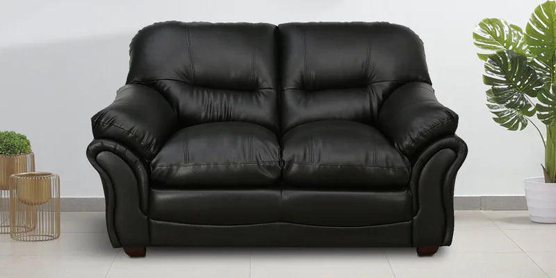 Leatherette 2 Seater Sofa In Black - Ouch Cart 