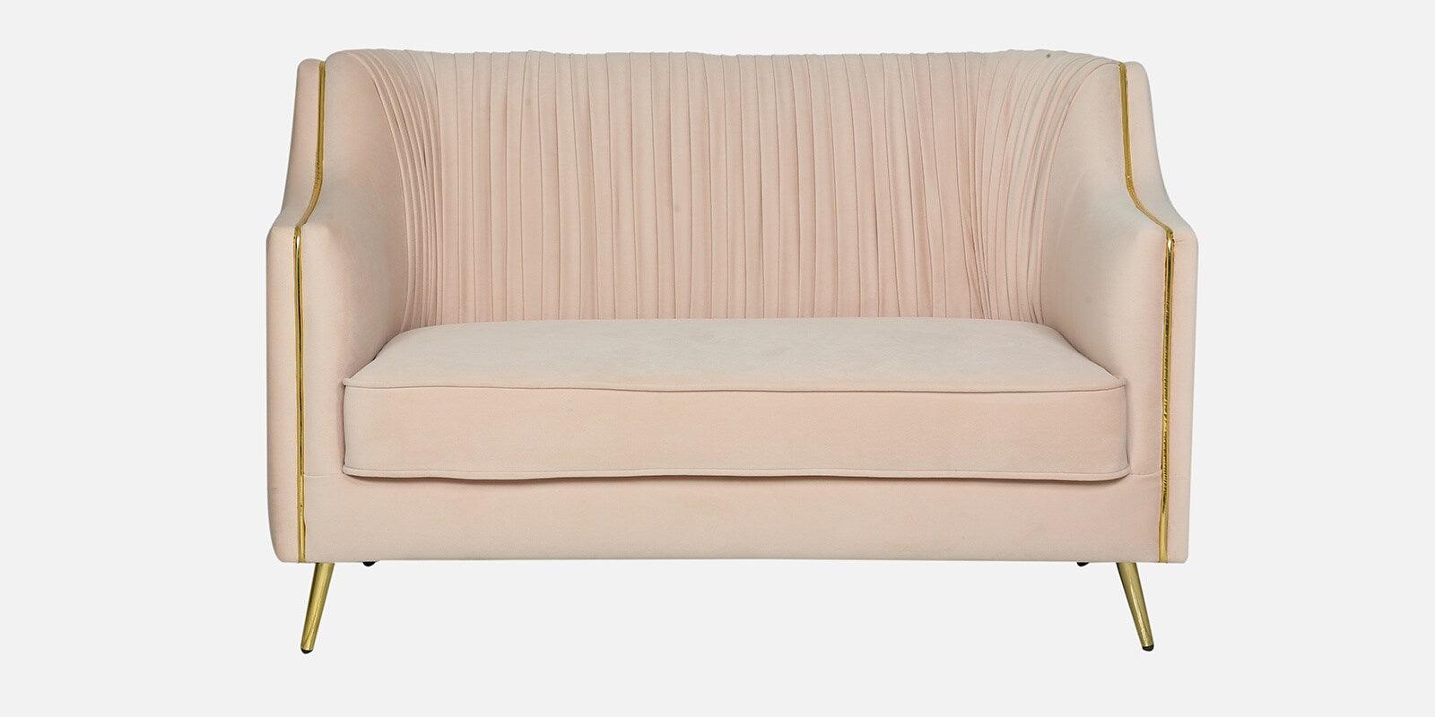 Velvet 2 Seater Sofa In Peachy Pink Colour - Ouch Cart 