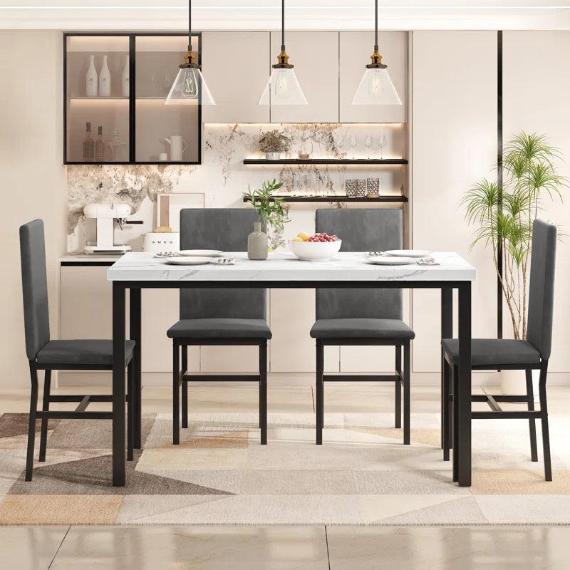 Piece Dining Set with Velvet Upholstered Dining Chairs - Ouch Cart 