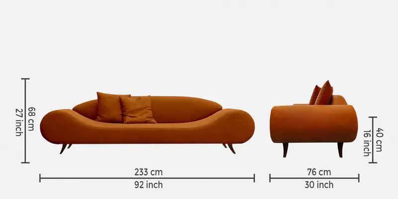 Fabric 3 Seater Sofa in Orange Colour - Ouch Cart 