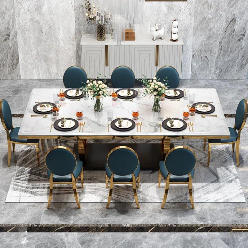 7 - Piece Faux Marble Top Pedestal Dining Set - Ouch Cart 