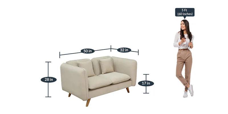 Fabric 2 Seater Sofa In Beige Colour - Ouch Cart 