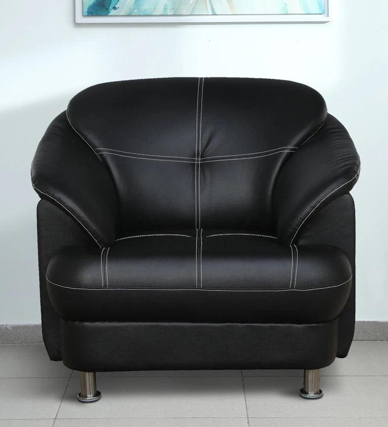 Leatherette 1 Seater Sofa in Black Colour - Ouch Cart 