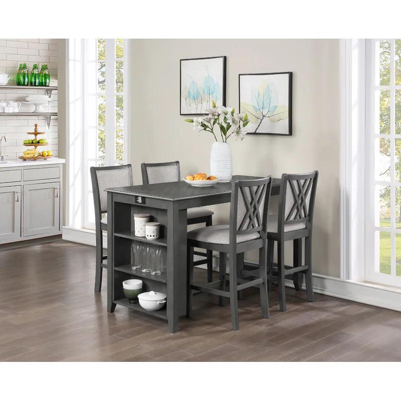 5 - Piece Solid Wood Dining Set - Ouch Cart 