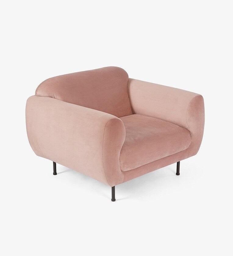 Fabric 1 Seater Sofa In Plush Pink Colour - Ouch Cart 