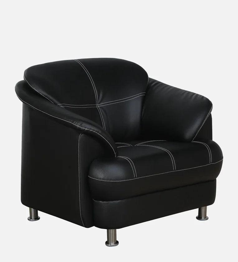 Leatherette 1 Seater Sofa in Black Colour - Ouch Cart 