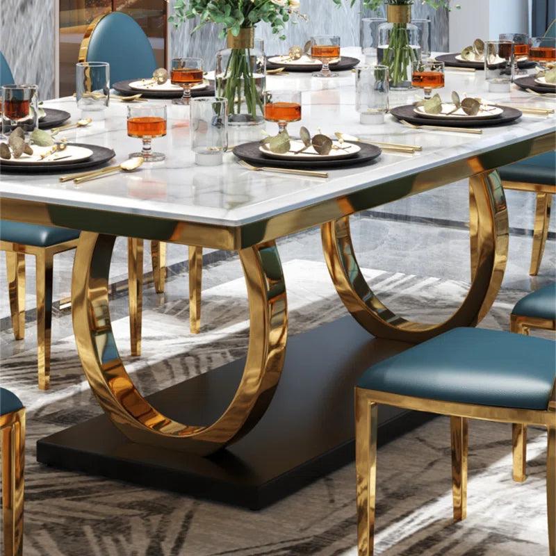 7 - Piece Faux Marble Top Pedestal Dining Set - Ouch Cart 