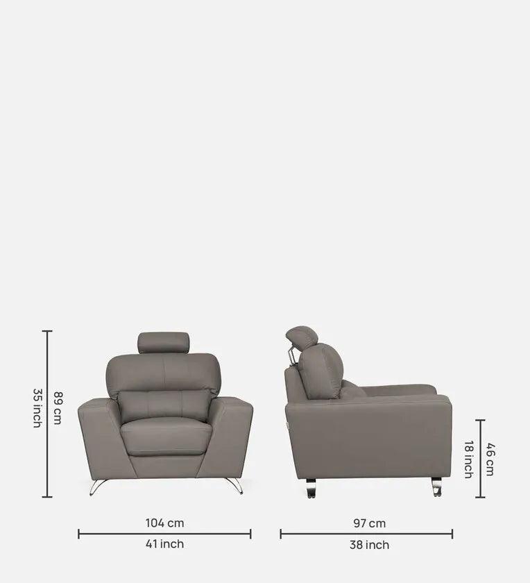 Sheesham Wood 1 Seater Sofa In Grey Colour - Ouch Cart 