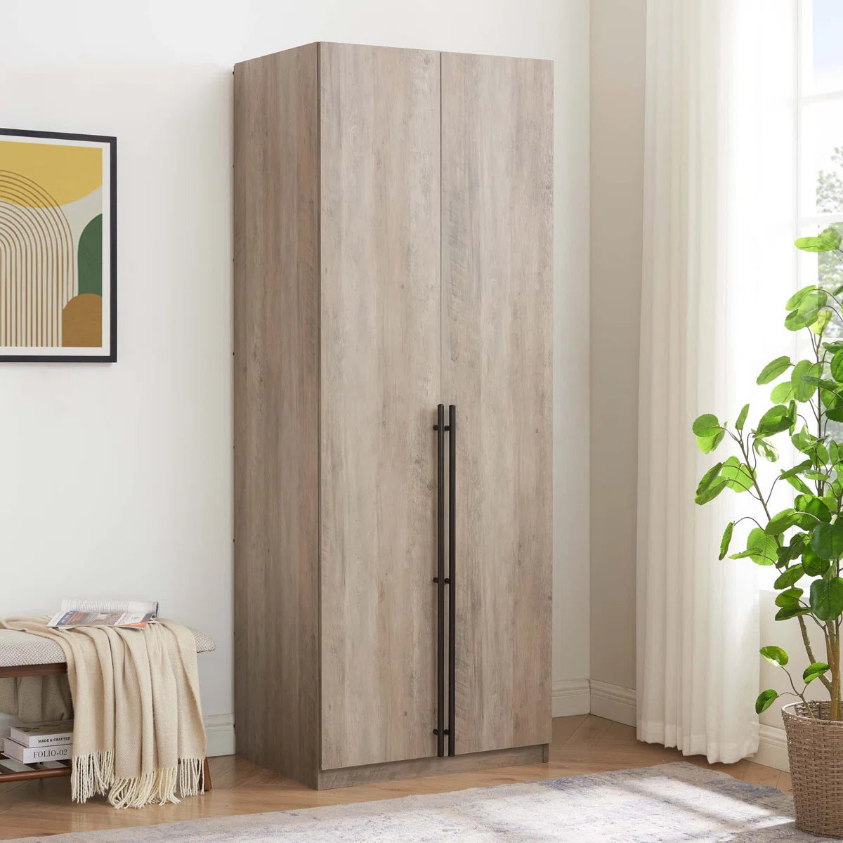 Lee Freestanding Wardrobe Closet 3.0 with 1 Hanging Rod, 3 Shoe Shelves, and 1 Basic Shelf
