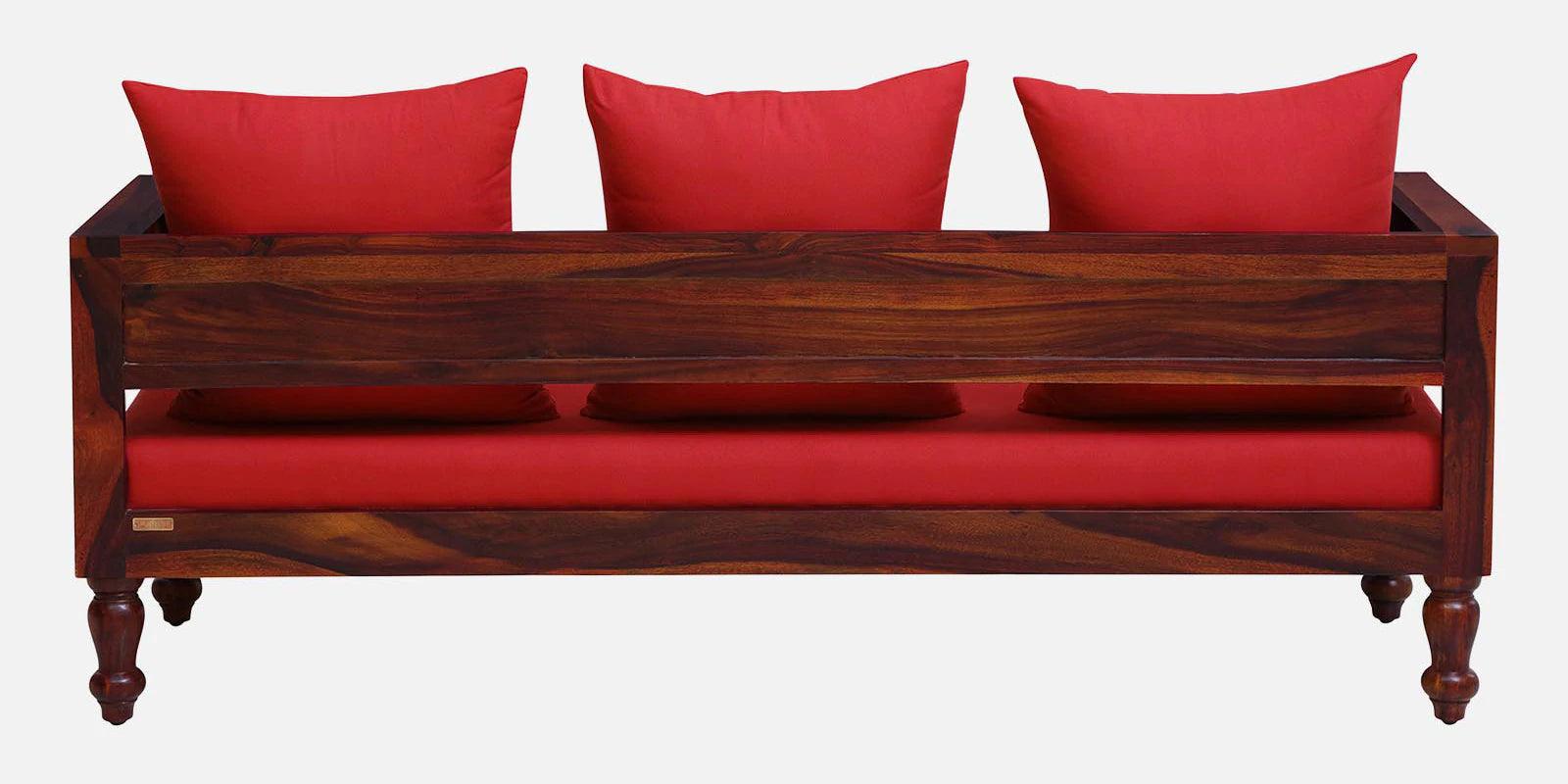 Sheesham Wood 3 Seater Sofa In Honey Oak Finish - Ouch Cart 