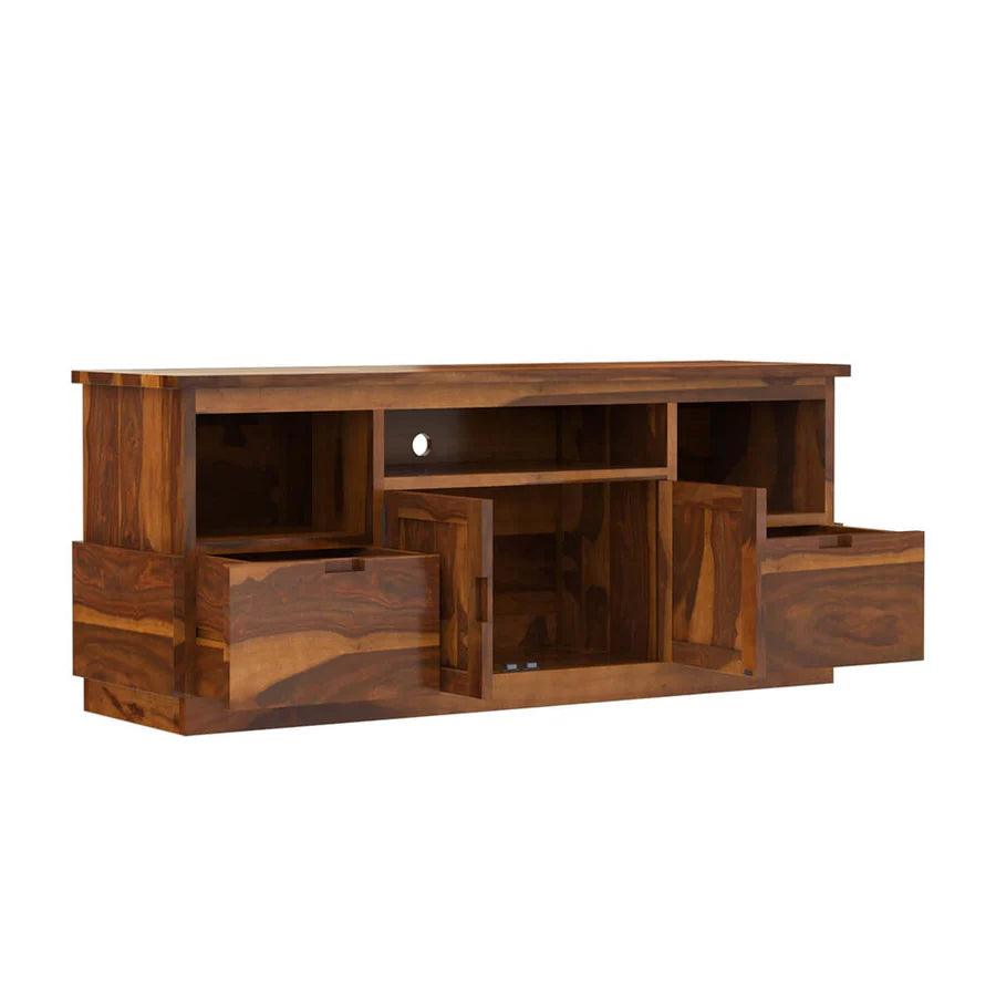 ABBA MODERN SOLID WOOD TV STAND WITH 2 DRAWERS - Ouch Cart 