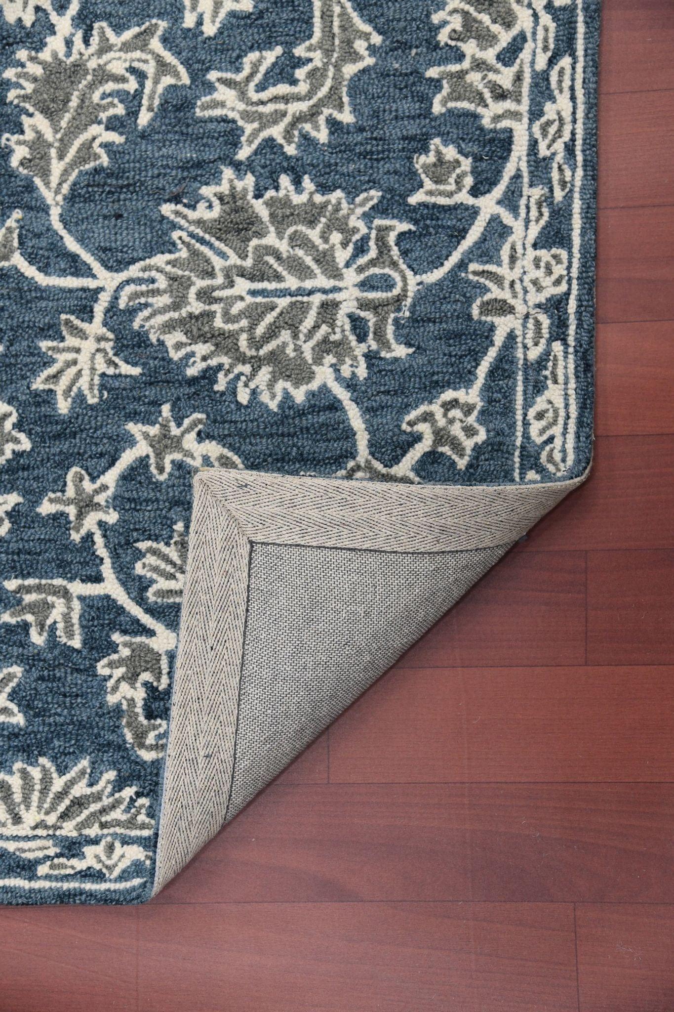 Navy Wool Romania 4x6 Feet Hand-Tufted Carpet - Rug - Ouch Cart 