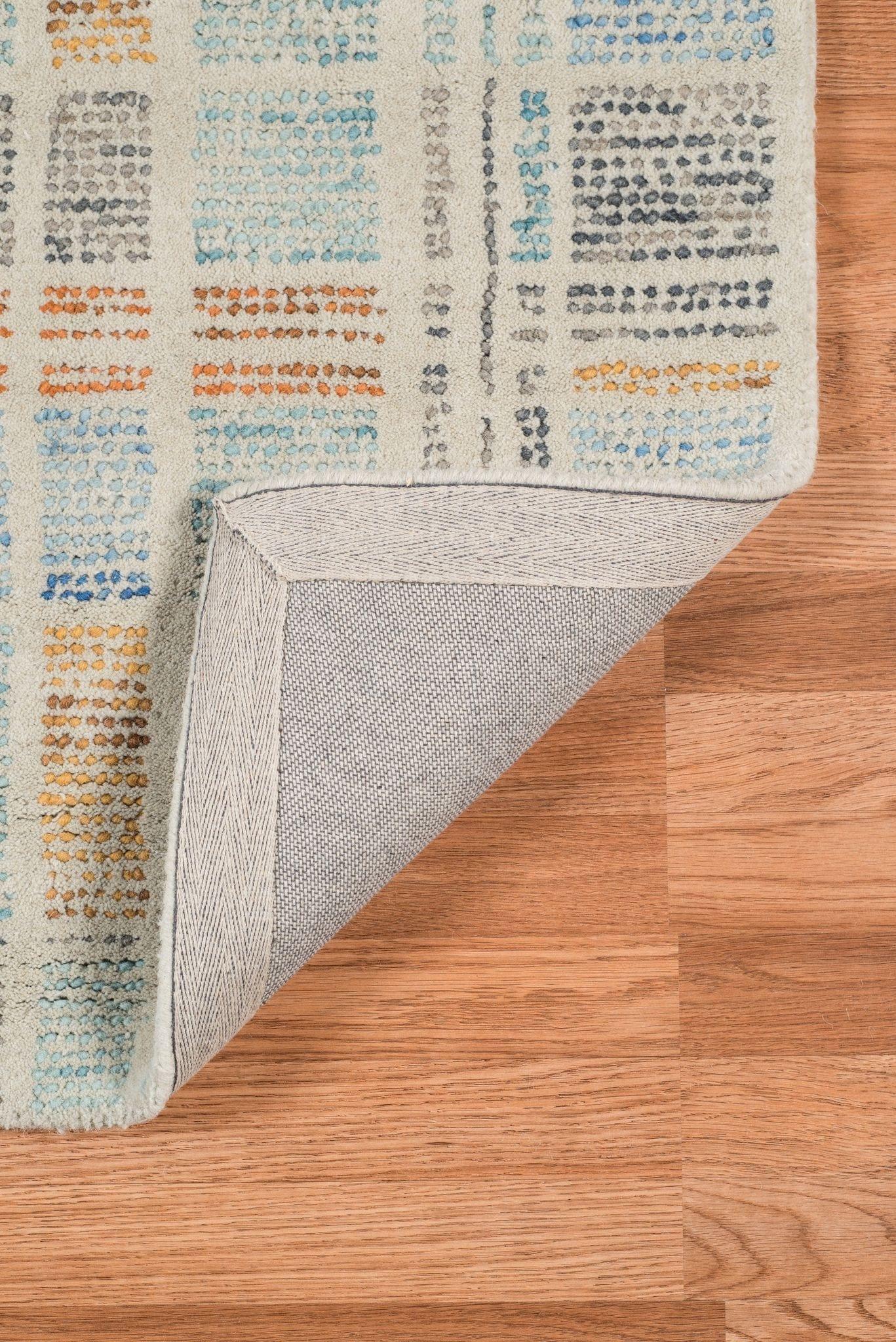 Aqua Blue Wool Vector 5x8 Feet Hand-Tufted Carpet - Rug - Ouch Cart 